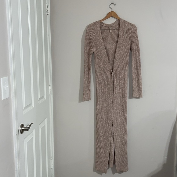 Free People 'Skylight' Rib-Knit Long Cardigan Sweater, Morning Oat XS - Picture 14 of 14